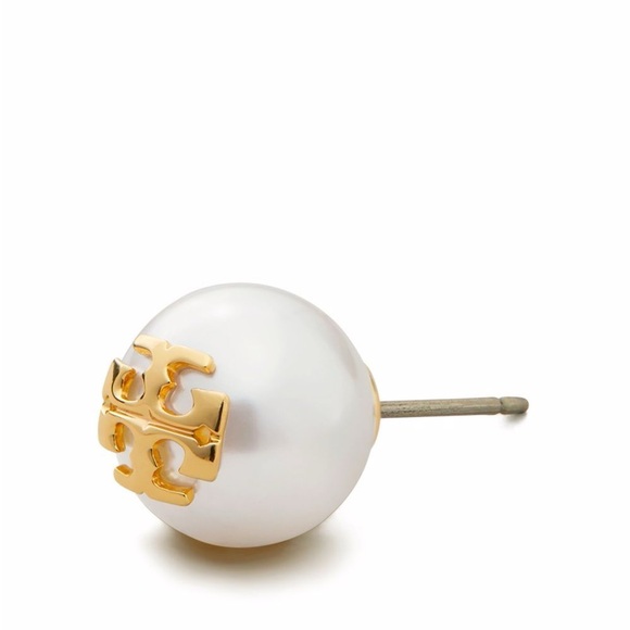 Tory Burch Kira Pearl Stud Earrings - EUC - ivory/Tory gold - Picture 7 of 7